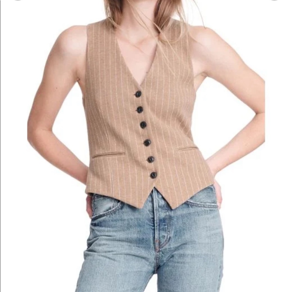 Tan Pinstripe Women's Vest